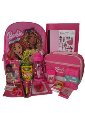 Backpack Barbie Lunch Bag Water Bottle & School Supplies NEW